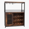 thumbnail image 1 of Ourlova 3-Tier Wine Bar Cabinet with LED Detachable Wine Rack and Storage Space Buffet Cabinet with Glass Holder and Mesh Door for Kitchen Living Room and Bar, 1 of 7
