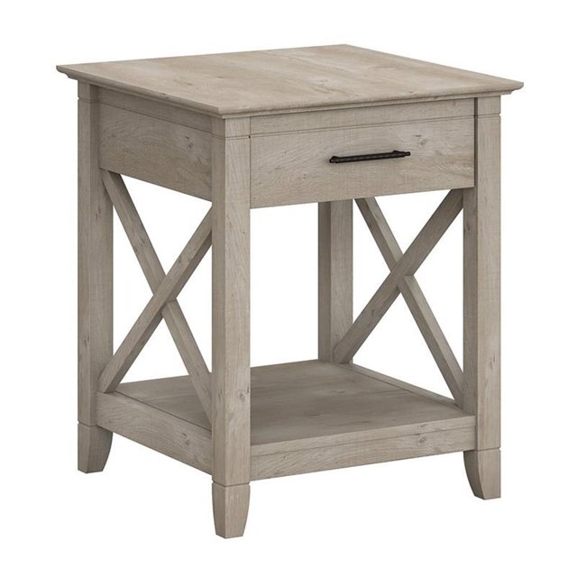 Bowery Hill Table d'Appoint en Bois d'Ingénierie avec Rangement, Gris Délavé