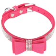 thumbnail image 1 of Rose Rouge G 50x2.5cm Collier pour Chat en Microfibre Suède Double Nœud Cristal Étincelant Strass Fourniture pour Animaux, 1 of 5