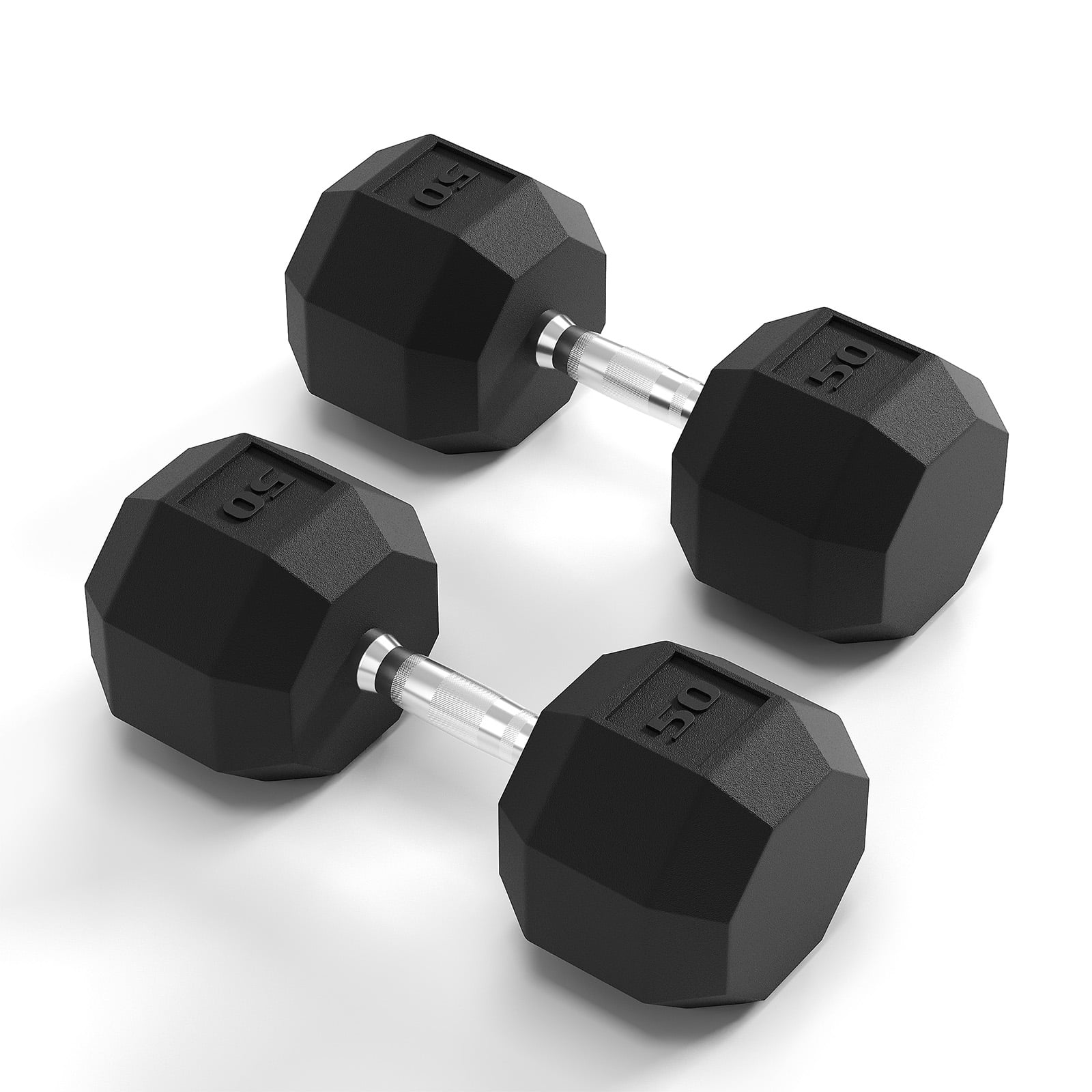 50Lbs*2 Hex Dumbbell Weight Set, 2 Pack PVC & Carbon Steel Exercise & Fitness Dumbbells, Pairs for Muscle Toning, Strength Building & Full Body Workout