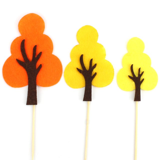 Coxeer Cake Topper Set Felt Plant Cute Cake Pick Cupcake Decoration Stick for Birthday