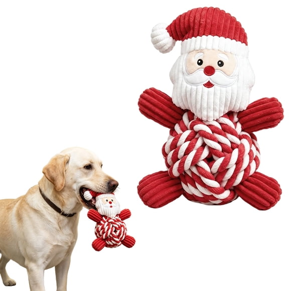 Chew Toys Santa Reindeer Christmas Rope Toy Interactive Teething Chew for Small and Medium