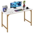 thumbnail image 1 of BestOffice Computer Desk, Home Writing Study Table Modern Simple Style PC, Metal Frame for Home Office, Gold, 1 of 7
