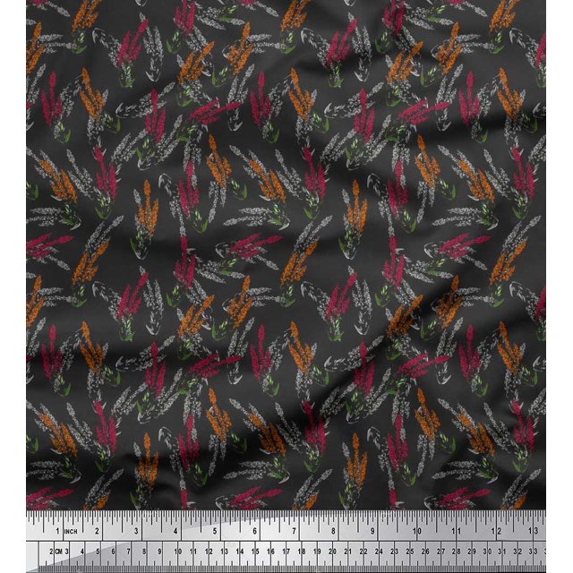 Soimoi Polyester Crepe Fabric Lavender Floral Fabric Prints by Yard 52 Inch Wide