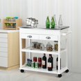 thumbnail image 4 of Costway Îlot de Cuisine à Roulettes Chariot en Acier Inoxydable Flip Table avec Tiroir Blanc, 4 of 10