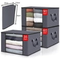 thumbnail image 1 of XZNGL 3 Pack Clothes Storage, Foldable Blanket Storage Bags, Storage Containers For Organizing Bedroom, Clothing, Organization And Storage With Lids And Handle, 1 of 9
