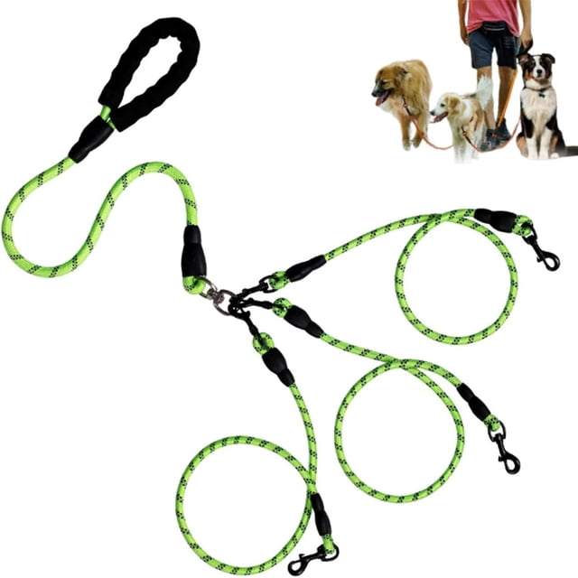 Seasonal Finds, Heavy-Duty Lead Rope, Padded Handle, Detachable Splitters, Dual Clips, Versatile Design, for Dogs, Walking Tool, Reliable Training Aid Hzhnb Hot Discounts | Nylon, Green