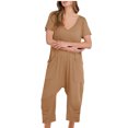 thumbnail image 1 of Birdeem Combinaisons pour Femmes Mode Femmes Combinaison Décontractée à Manches Courtes Combinaison Unie Combinaisons Pantalon à Jambe Grand avec Poche, 1 of 12
