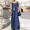 thumbnail image 1 of CEHVOM Robe Tube en Denim Ample à Bretelles pour Femme, Jupe Longue Fendue, 1 of 6