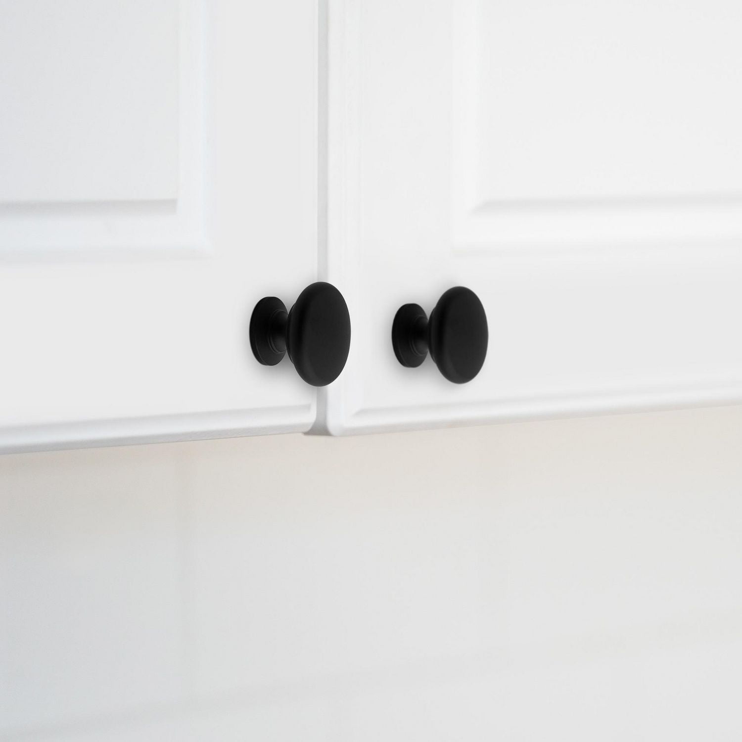 Era Simple Round Metal Knob, Matte Black, Knobs w/Screws for Kitchen Drawer Cabinet Door 2-Pack