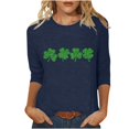 thumbnail image 2 of T-Shirt Ample à Manches Trois-Quarts et Col Rond Imprimé pour la Saint-Patrick pour Femmes, 2 of 6