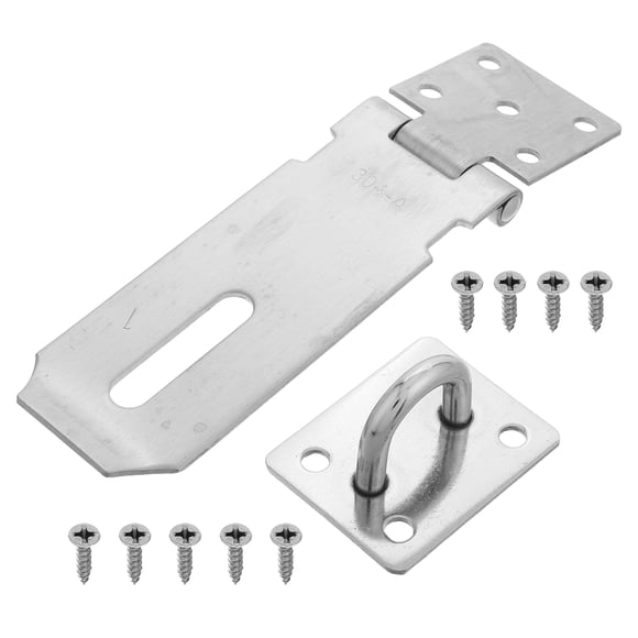KAKOWELY safety door lock latch 1 Set Door Lock Hasp Staple with Screw Heavy Duty Gate Hasp Safety Lock Hasp Shed Stainless Steel Gate Hasp for Easy Installation Accessories