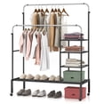 thumbnail image 1 of Costway Rolling Clothes Drying Rack Double Rods Garment Rack with Height Adjustables Silver, 1 of 10