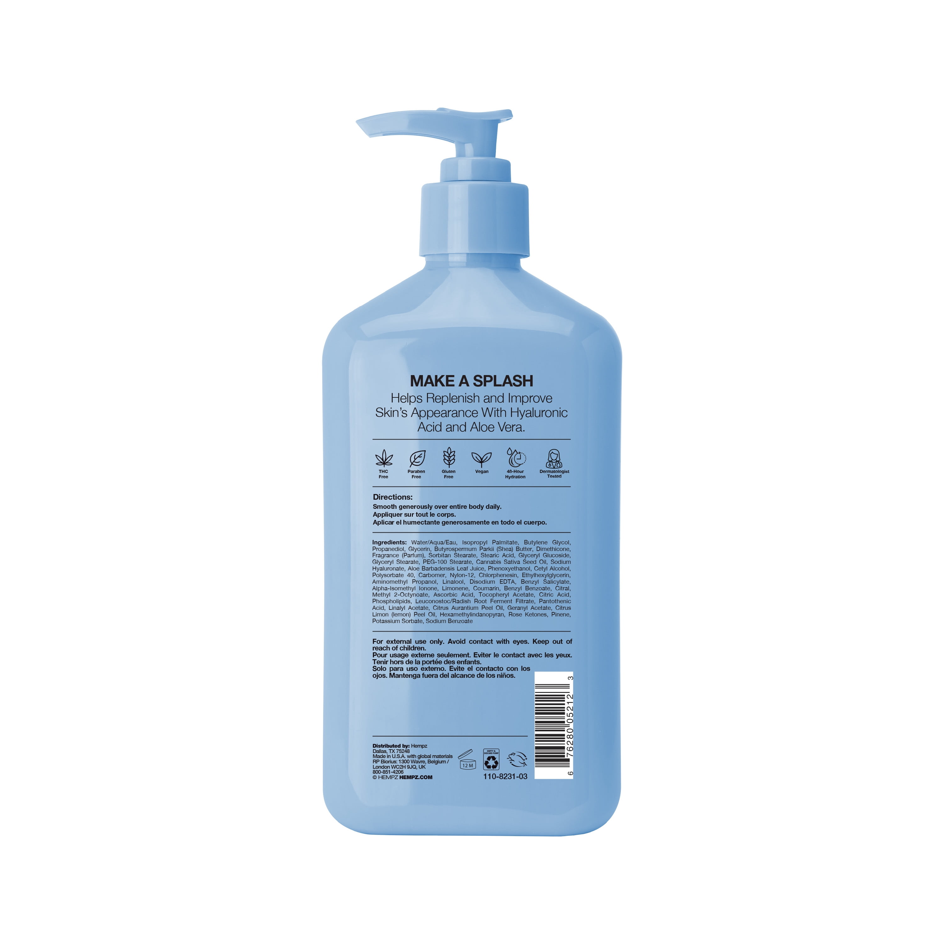 Hydratant corporel HEMPZ – Brise océanique, pour les peaux sèches 17oz