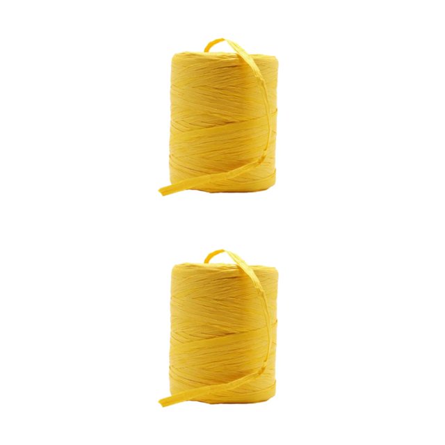 mmirethe Fiber Sturdy And Durable Raffia Rope Yarn For DIY Crafts Not Easy To Fade Natural Paper Ribbon yellow 2Set
