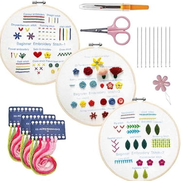 EGNMCR Trousse de Broderie pour Débutant Bricolage Trousse d'Instructions pour Débutant Ensemble Aiguille et Fil Trousses de Broderie