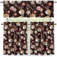 thumbnail image 1 of Coffee and Cane Candy Kitchen Curtain Valance and Tiers Set of 3 Coffee Theme Farmhouse 24 Inch Length Tier Curtains Kitchen Decor Blackout Drape Window Curtain,Size M, 1 of 4