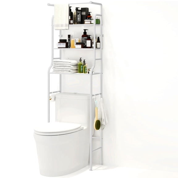 SUSUZI Étagère de Rangement au-Dessus de la Toilette, Organisateur de Salle de Bain à 3 Niveaux, Blanc