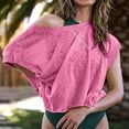thumbnail image 5 of Amzcrzy Hauts pour Femmes Tendance Couleur Unie Hauts de Printemps Été pour Femmes Décontractés Manches Courtes Col Rond T-Shirts Dos Découpé Confortables Hauts de Sortie, 5 of 5