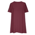 thumbnail image 4 of Ersazi Robe Maxi à Manches Longues Grande Taille pour Femmes, Coupe Ample, Col Rond, Robe d'Été à Manches Courtes en Coton et Lin en Liquidation, Bourgogne, TG, 4 of 9