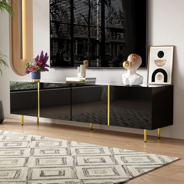 MODERNLUXE 67" TV Stand for TVs up to 75",Modern TV Media Console Table with Storage Cabinet,Entertainment Center for Living Room,Black