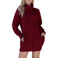 thumbnail image 2 of Women's Loose Oversize Turtleneck Wool Long Pullover Sweater Dress, 2 of 5