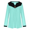 thumbnail image 4 of FAIWAD Womens Tunic Tops Long Sleeve Color Block V Neck Button Down Pleated Flowy Pullover Tops, 4 of 6