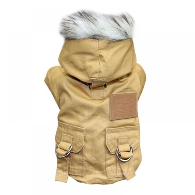 Manteau d'Hiver Épaissi pour Animaux de Compagnie pour Randonnée Course Exercice par Temps Froid Chien Veste à Capuche Manches Longues Vert Armée TP