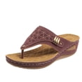 thumbnail image 4 of Orthopedic Wedge Slides Sandals for Women Wide Width Comfortable Leather Arch Support Walking Flip Flops, 4 of 5