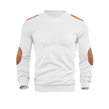 hotojiny Chandail en Molleton pour Hommes Vintage Patchwork Col Rond Manches Longues Chandail Décontracté Bloc de Couleur Coupe Ample Hauts d'Entraînement