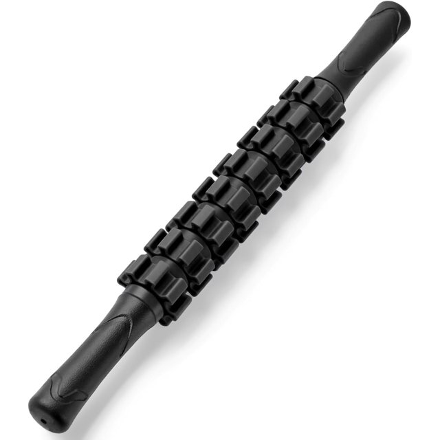 YISITIAN Muscle Roller Stick, Deep Tissue Massage Tool for Lymphatic Drainage and Soreness Relief, Handheld Recovery Device for Athletes, Runners, and Post-Workout Therapy(Black) AZ1014-4657