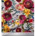 thumbnail image 1 of Soimoi Gray polyester Crepe Fabric Leaves & Pink Floral Print Fabric by The Yard 42 Inch Wide, 1 of 1
