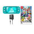 thumbnail image 1 of Nintendo Switch Lite Handheld Console Turquoise Refurbished Bundle with Super Smash Bros. Ultimate Game, 1 of 6