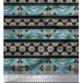 thumbnail image 1 of Soimoi Noir Poly Georgette Tissu Stripe, Insecte & Floral Kaléidoscope Tissu Imprimé 1 Yard 52 Inch Wide, 1 of 3