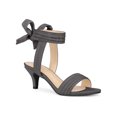 thumbnail image 1 of BLISSFUL STEP Women Open Toe Ankle Bow Tie Mid Heels Sandals Grey 9.5, 1 of 7
