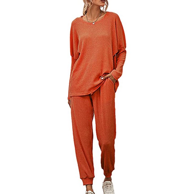Innerwin Loungwear Elastic Waist Ladies Nightwear Sleep Drawstring With Pockets Sleepwear Orange XL