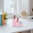 thumbnail image 4 of Multifunctional Organizer Desk Caddy with Compartments, Durable Plastic Office Accessory Tray for Pens Brushes, Portable Countertop Storage for Home Office Bathroom School Art Supplies, Pink, 4 of 7