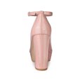 thumbnail image 2 of BLISSFUL STEP Escarpins à Talon Bloc pour Femmes Plateforme Bride à la Cheville Bout Rond Talon Rose 6, 2 of 7