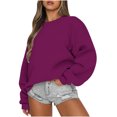 thumbnail image 1 of EGNMCR Chandail pour Femmes d'Hiver Coupe Ample Décontracté à Manches Longues Mode Col Ras du Cou Chandails Surdimensionnés Chandail à Enfiler pour Femmes, 1 of 6