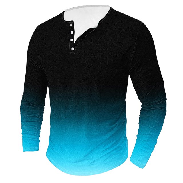 AherBiu Plus Size Mens Long Sleeve Shirts Stretch Athletic Button Shirt Lightweight Comfy Fall Gradient Sports Shirts