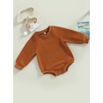 thumbnail image 3 of Faithtur Bébé Filles Garçons Sweat-Shirts Couleur Unie Manches Longues Col Rond Combinaisons Automne Hiver Bébé Bodys, 3 of 9