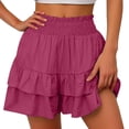 thumbnail image 1 of Meichang Womens Shorts Elastic Waisted Smocked Flowy Shorts Trendy Ruffle Hem Beach Casual Summer Shorts, 1 of 5