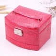thumbnail image 2 of Jewelry Box Organizer 3 Layer Faux Leather Necklace Ring Earrings Display Storage Case  Rose Red, 2 of 10