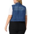 thumbnail image 3 of GRACE & GRANDEUR Women's Plus Size Trucker Vest Zipper Front Sleeveless Denim Vests Denim Blue 5X, 3 of 5
