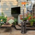 thumbnail image 1 of Gymax Chauffage de Patio Extérieur au Propane Debout en Acier au Gaz LP avec Table et Roues Bronze, 1 of 10