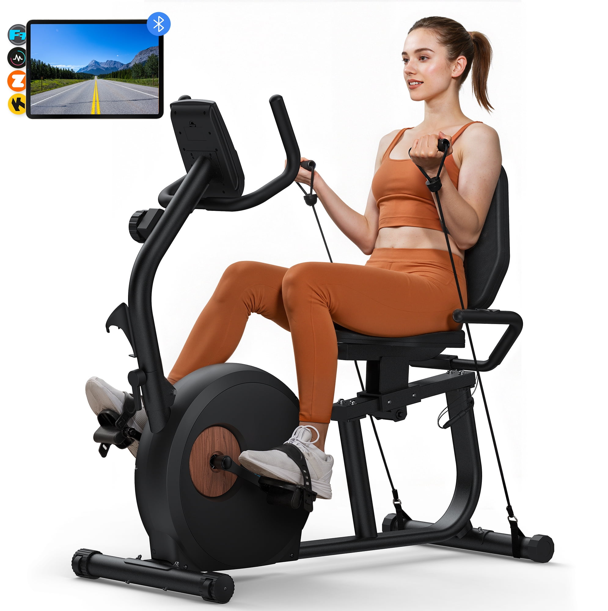 MERACH Exercise Bike, Recumbent Indoor Cycling Bicycle for Home with Smart Bluetooth and Exclusive App Connectivity, LCD, Heart Rate Handle