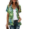 thumbnail image 1 of Innerwin Shirts Short Sleeve Ladies Blouse Holiday Lapel Neck Elegant Tops Figure 1 S, 1 of 1