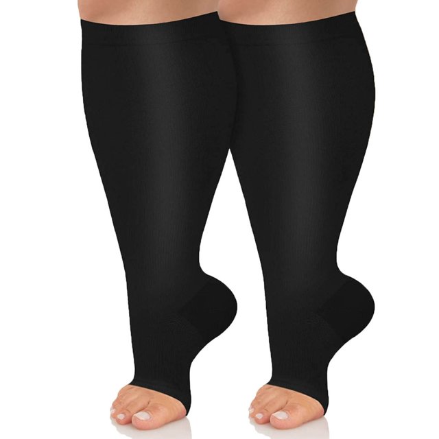 BYHONG Chaussettes pour Femmes Femmes Chaussettes de Compression Unies Chaussettes de Sport Chaussettes Décontractées Mi-Mollet Grande Taille Chaussettes de Compression Chaussettes de Course Femmes Noir TTTTG