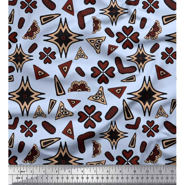 Soimoi Rayon Fabric Flower Artistic Print Fabric by The Yard 56 Inch Wide