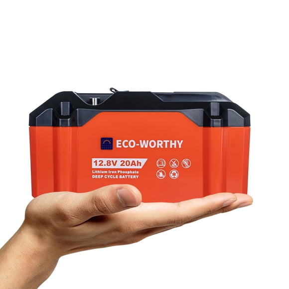 ECO-WORTHY Portable 12V Lithium Battery, 12.8V 20Ah Lithium Iron Phosphate DEEP CYCLE BATTERY, Built-in BMS, 4000+ Cycles, Perfec